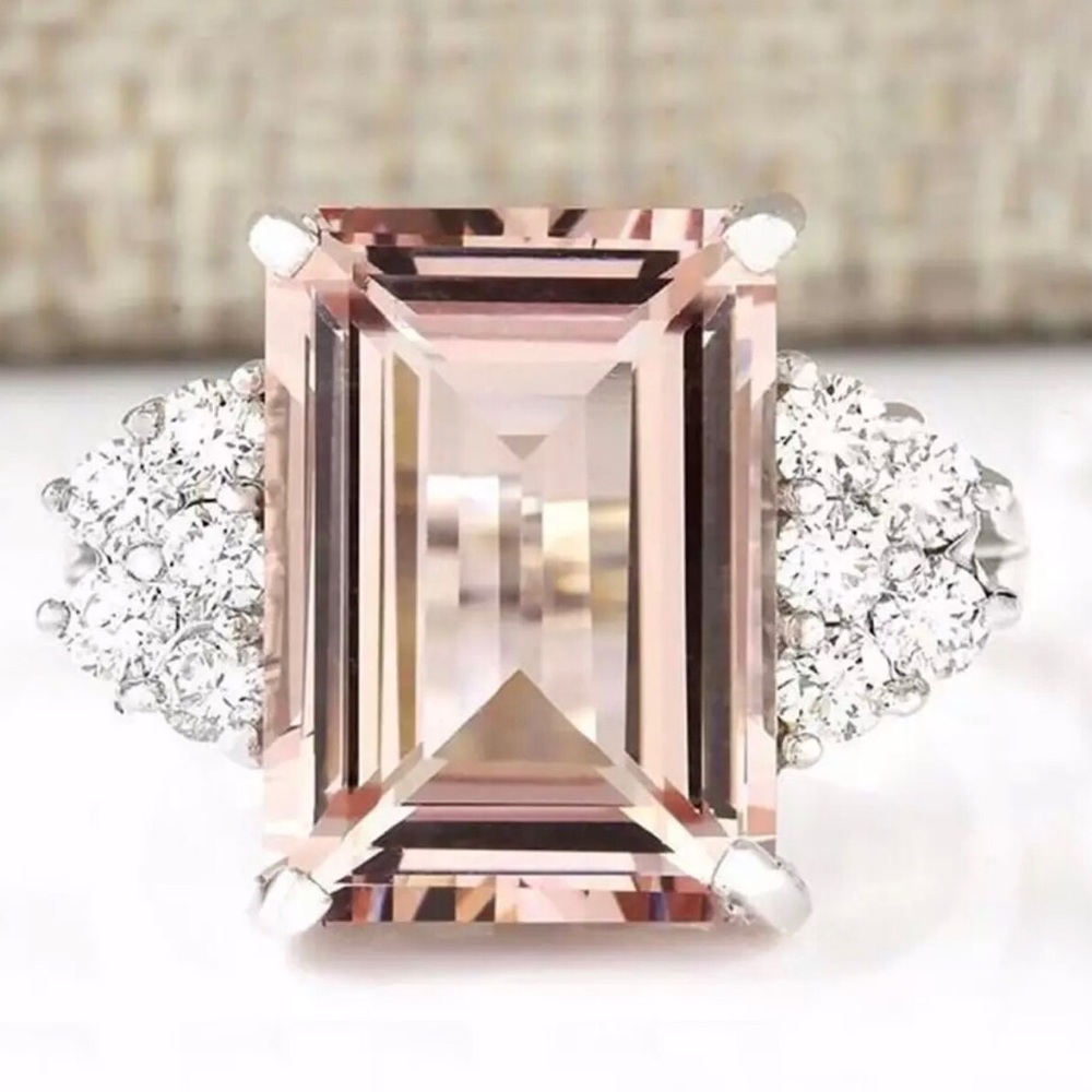 ✨7.00CT Morganite Quartz Engagement Ring✨ - Picture 1 of 4